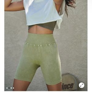 Free people Good karma light blue biker shorts